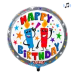 Singender Folienballon – Happy Birthday | Bunte Sterne