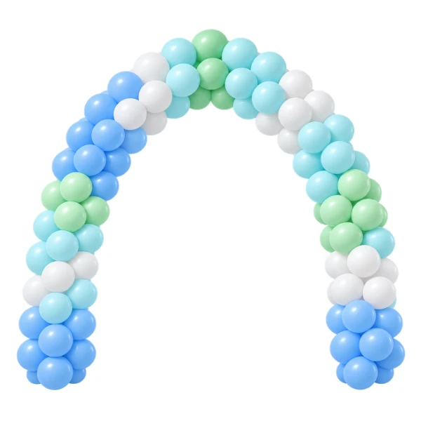 Ballonportal aus Latex – feststehend, Blau-Weiß-Grün-Türkis | Block
