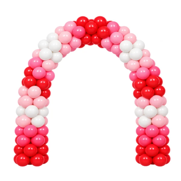 Ballonportal aus Latex – feststehend, Rot-Pink-Rosa-Weiß | Block
