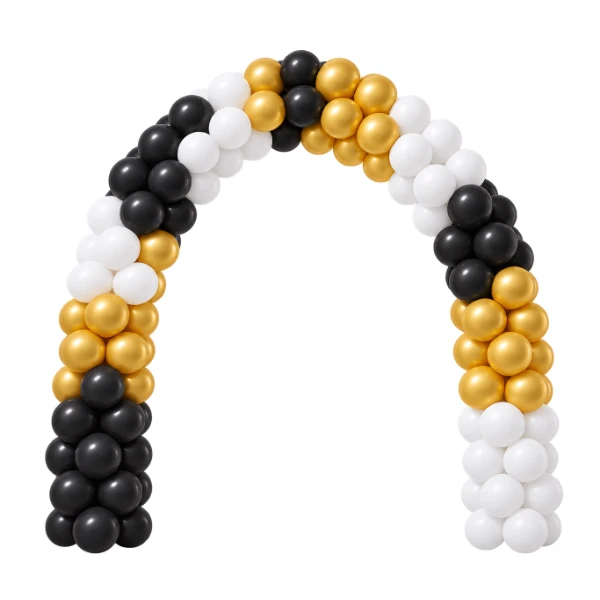 Ballonportal aus Latex – feststehend, Schwarz-Gold-Weiß | Block