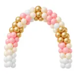 Ballonportal aus Latex – feststehend, Rosa-Weiß-Creme-Gold | Block