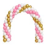 Ballonportal aus Latex – feststehend, Gold-Weiß-Rosa | Spirale