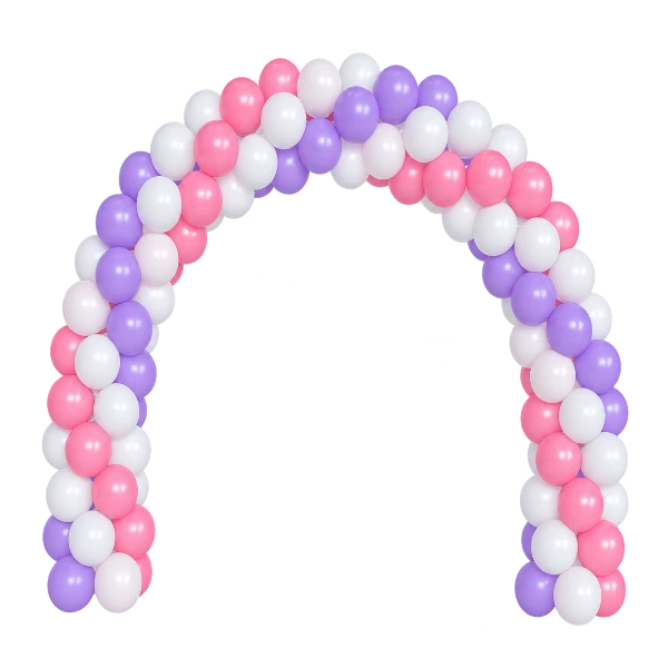 Ballonportal aus Latex – feststehend, Lila-Weiß-Rosa | Spirale