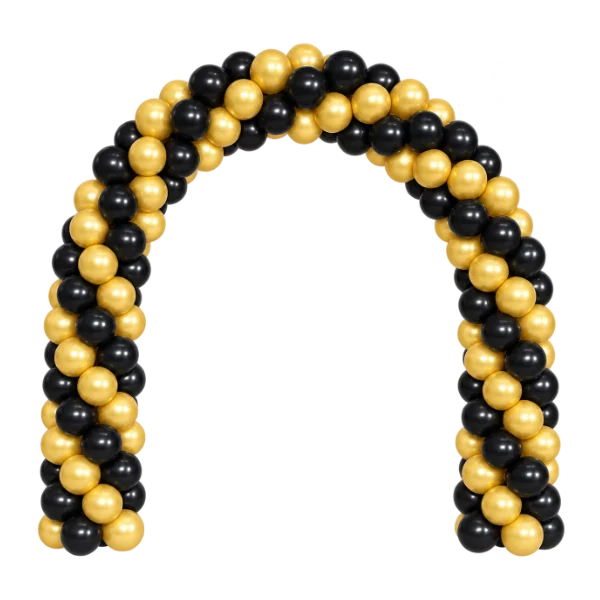 Ballonportal aus Latex – feststehend, Gold-Schwarz  | Spirale