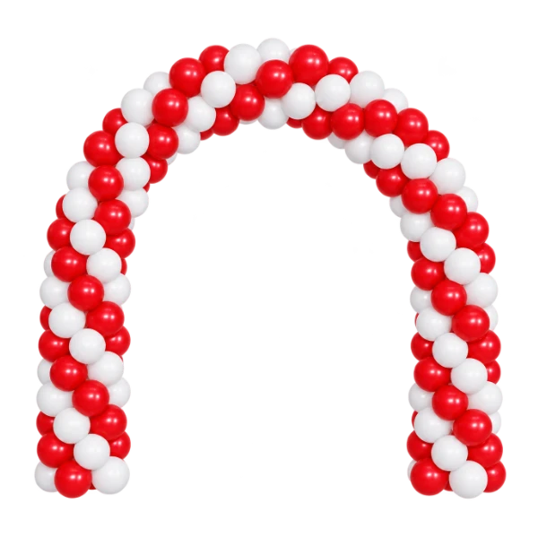 Ballonportal aus Latex – feststehend, Rot-Weiß  | Spirale