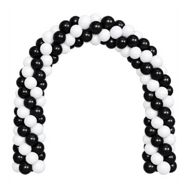 Ballonportal aus Latex – feststehend, Schwarz-Weiß  | Spirale