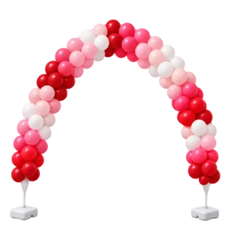 Ballonrundbogen Latex &ndash; freischwebend, Rot-Pink-Rosa-Wei&szlig; | Block