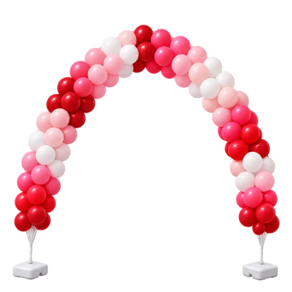 Ballonrundbogen Latex – freischwebend, Rot-Pink-Rosa-Weiß | Block