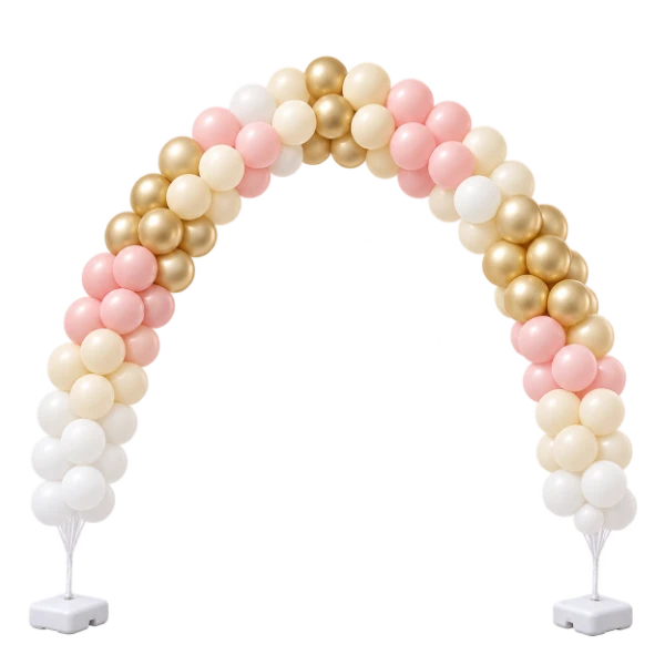 Ballonrundbogen Latex – freischwebend, Schwarz-Gold-Weiß | Block