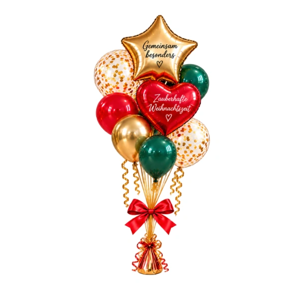 Ballonstrauß Klassisch mit Gewicht – Weihnachten