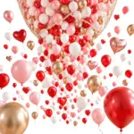 Ballon Massenstart Fallnetz – Latex-Folienballons Rosa-Rot-Weiß-Gold